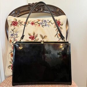 Vintage Real Patent Leather Coblentz Original Black Handbag Purse